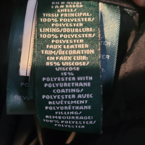 Lauren Ralph Lauren Quilted Navy Blue Jacket W/ Faux Leather Trim Womens Size M - Picture 7 of 7